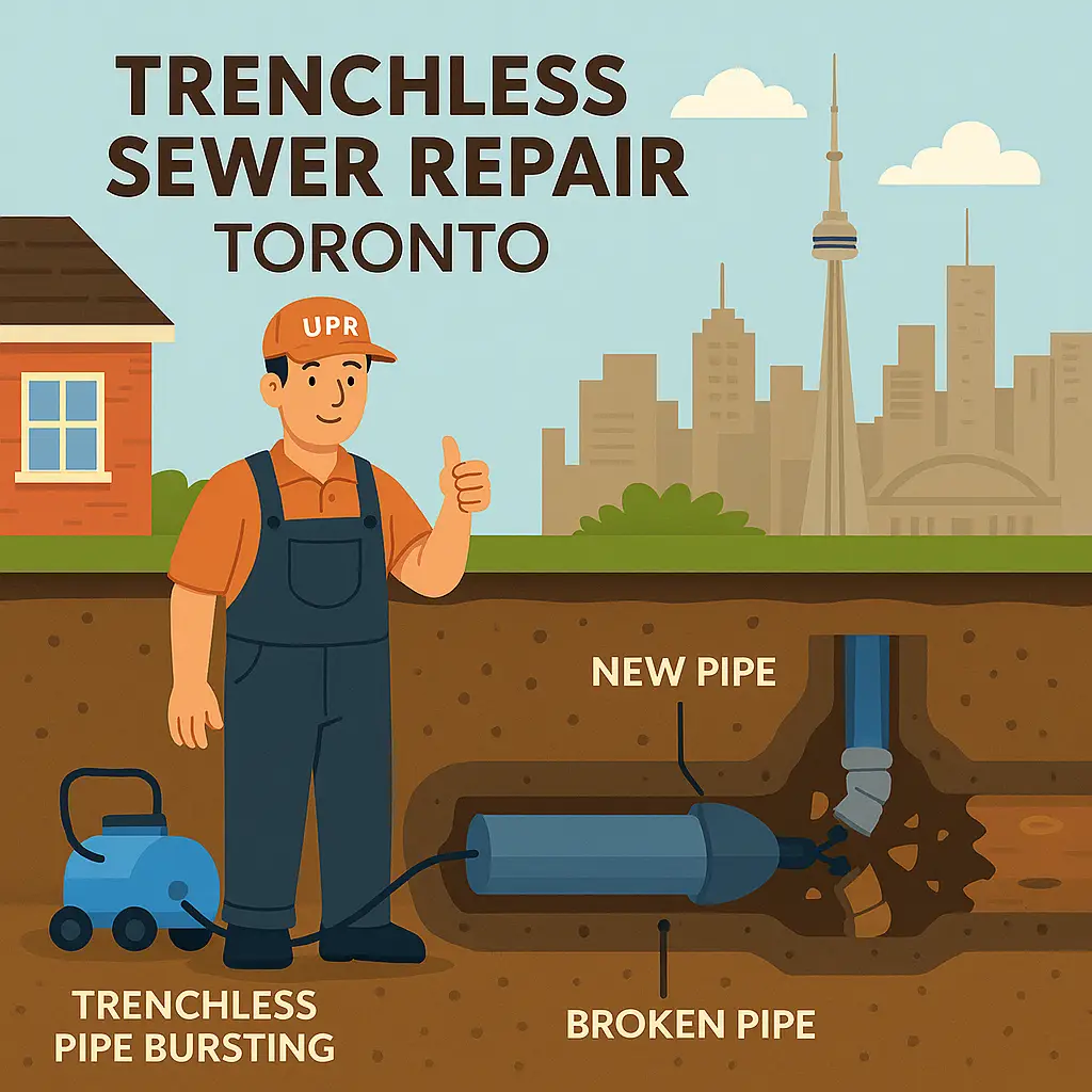 Trenchless sewer repair diagram in Toronto.