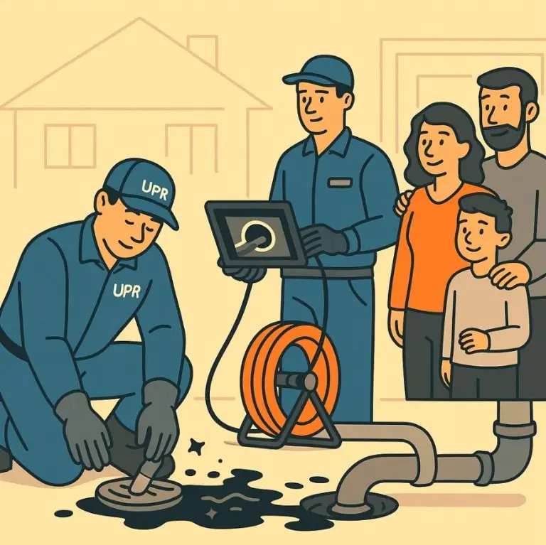 Technicians checking a household plumbing issue.