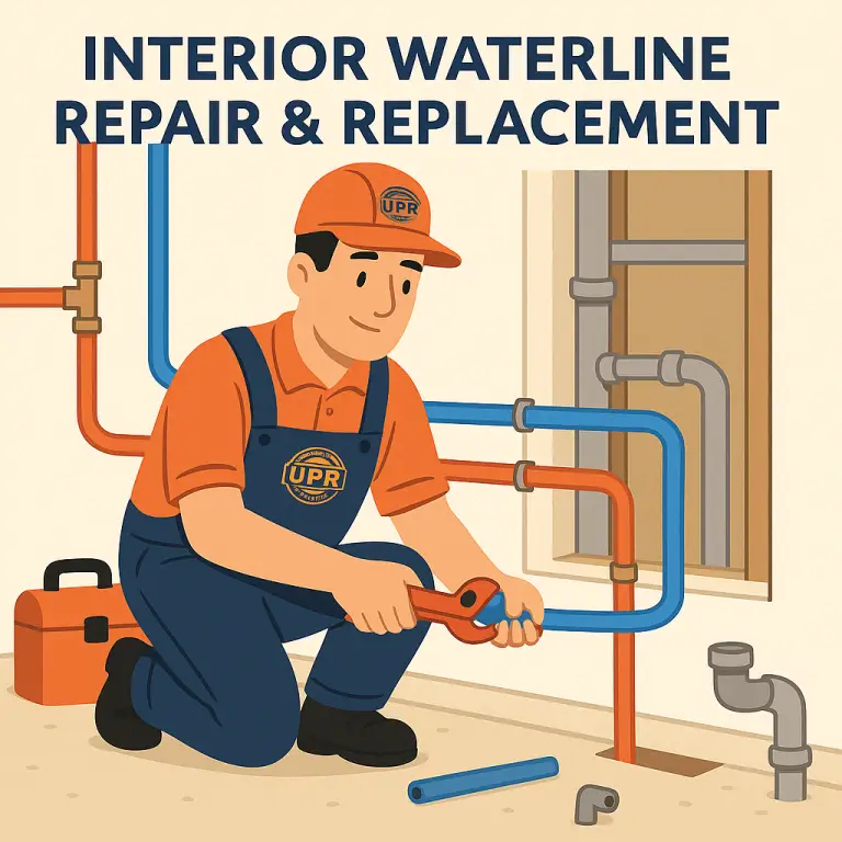 Plumber fixing water pipes indoors.