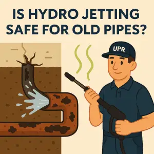 Hydro jetting old pipes safety question illustration.