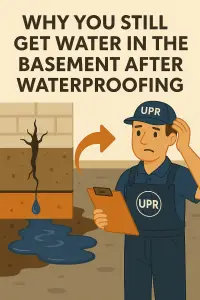 Basement still wet after waterproofing, puzzled technician