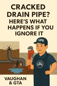 Illustration of cracked drain pipe promotion.
