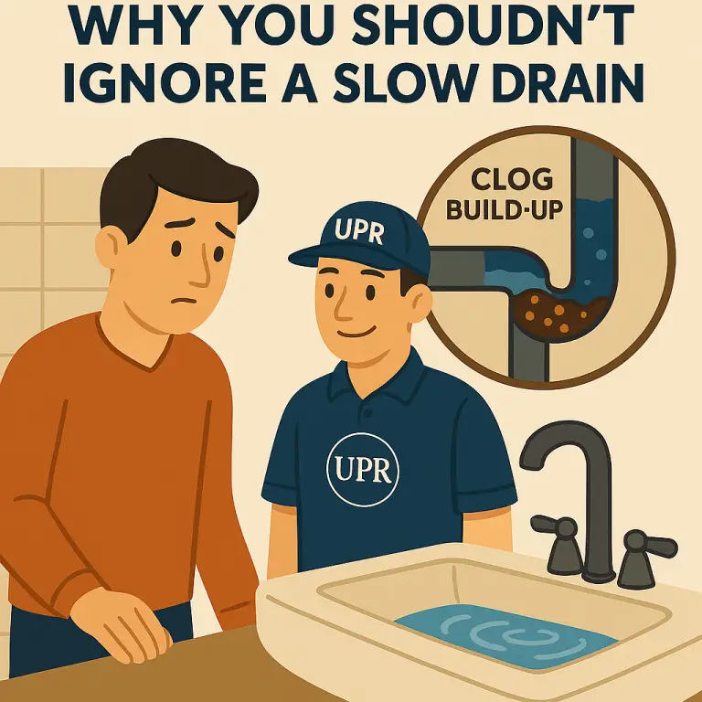 Plumber explains slow drain causes and solutions.