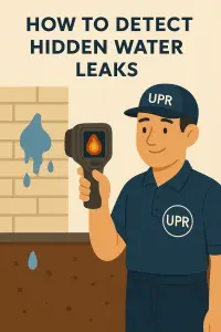 Person using device to detect water leaks in wall.
