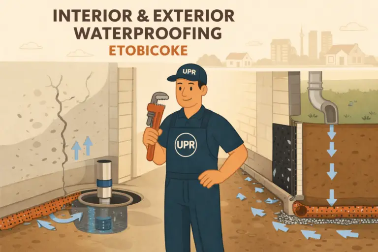 Etobicoke interior and exterior waterproofing services illustration