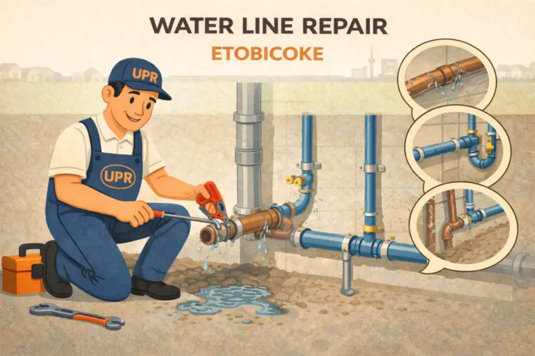 Plumber repairing water pipes in Etobicoke.