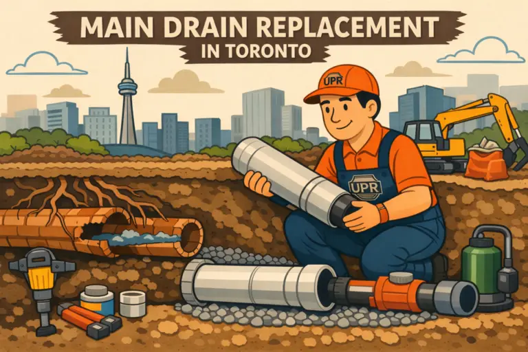 Illustration of drain replacement in Toronto.