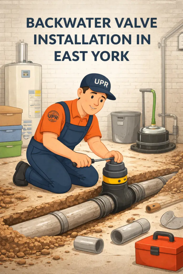 Backwater valve installation by plumber in East York.