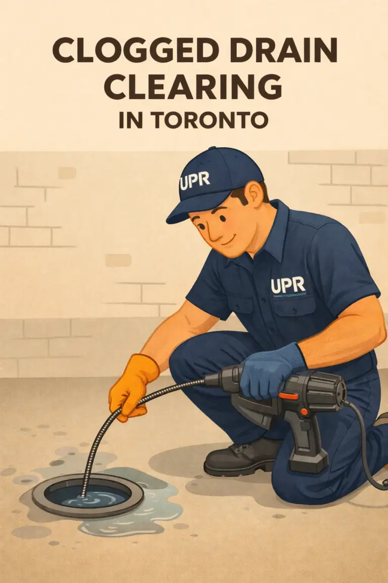 Technician clearing a clogged drain in Toronto