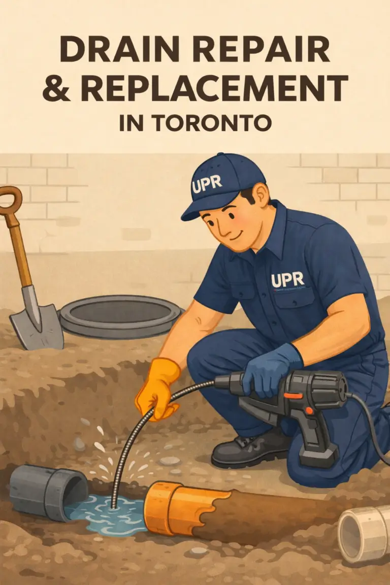 Technician repairing drain in Toronto