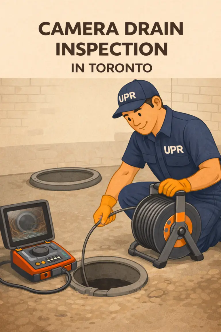 Technician performing camera drain inspection