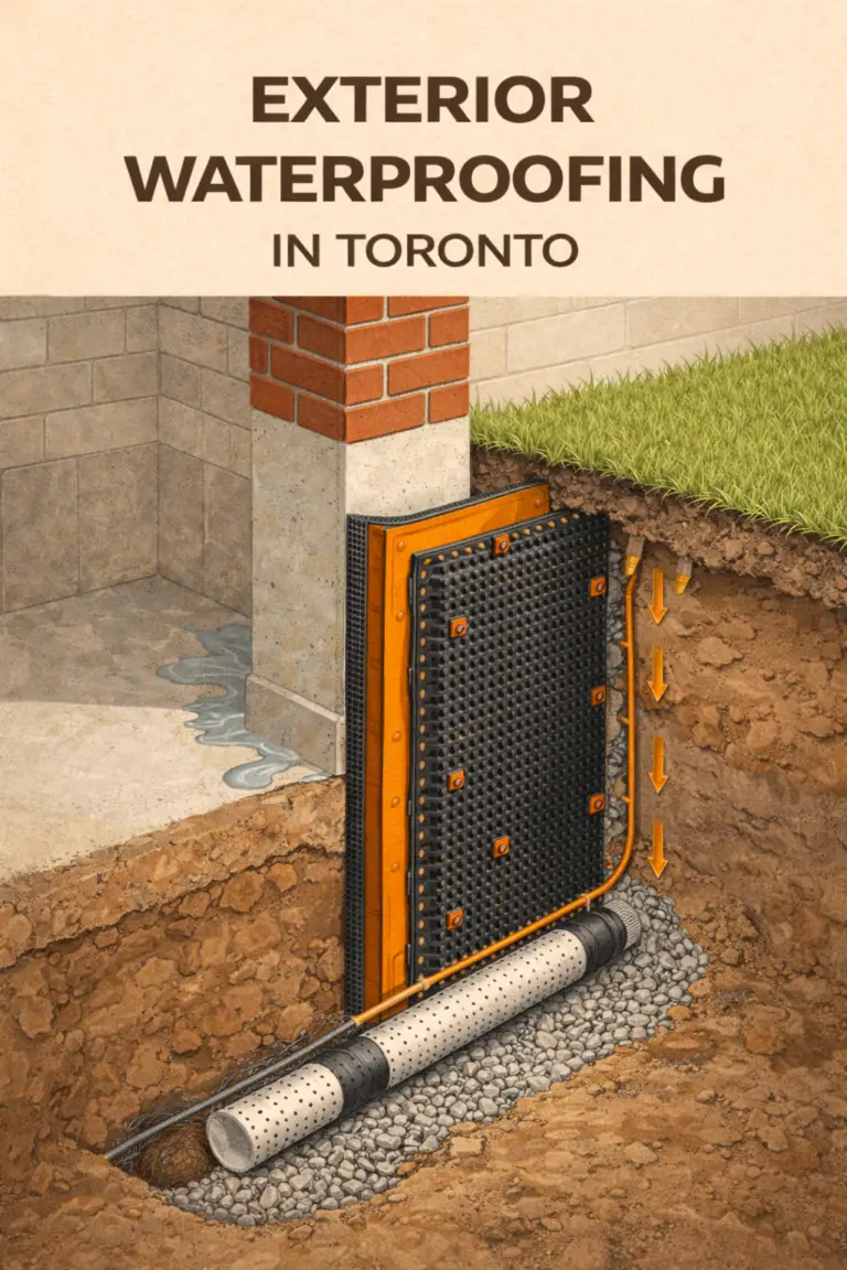 Exterior waterproofing diagram of Toronto foundation