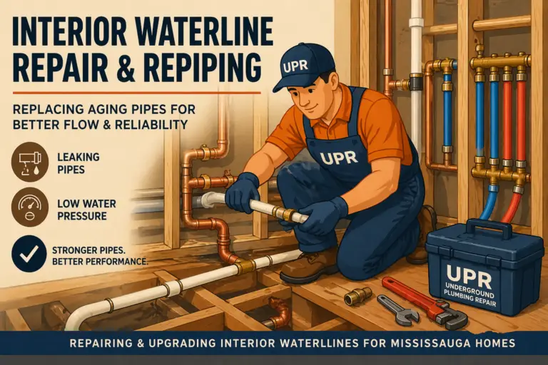 Plumber repairing interior waterlines in home framing